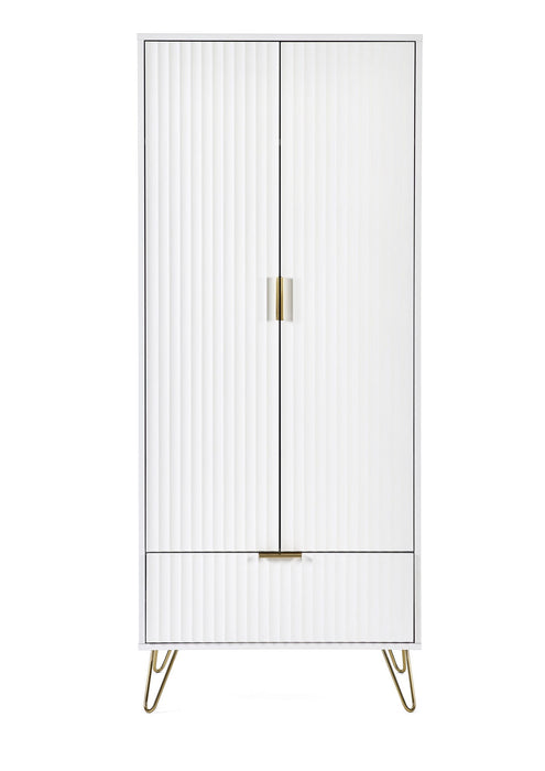 Noemi 2 Door 1 Drawer Wardrobe - Matt White - Luminex FurnitureWardrobeMUR006
