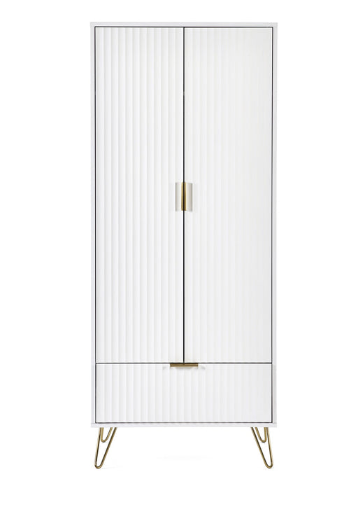 Noemi 2 Door 1 Drawer Wardrobe - Matt White - Luminex FurnitureWardrobeMUR006