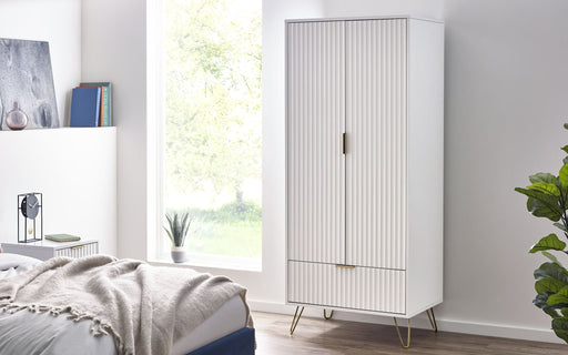 Noemi 2 Door 1 Drawer Wardrobe - Matt White - Luminex FurnitureWardrobeMUR006