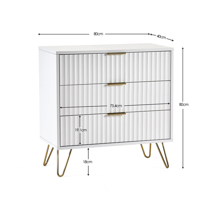 Noemi 3 Drawer Chest - Matt White - Luminex FurnitureChest of drawersMUR002