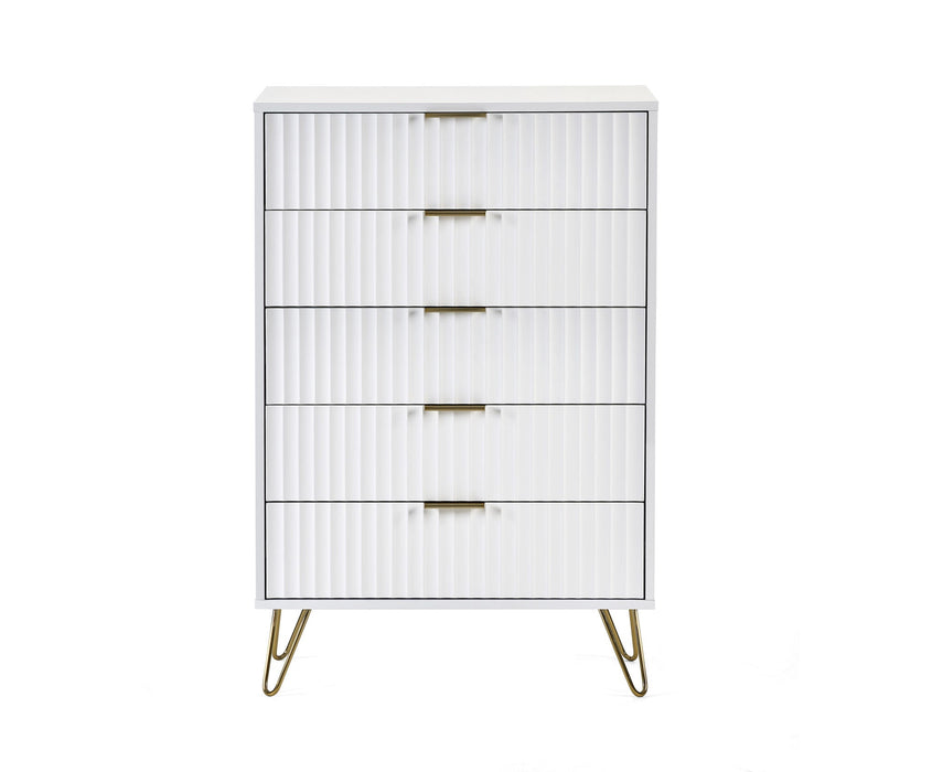 Noemi 5 Drawer Chest - Matt White - Luminex FurnitureChest of drawersMUR004