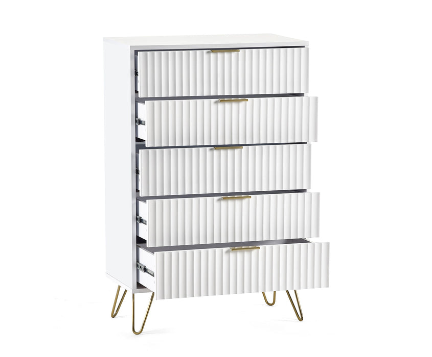 Noemi 5 Drawer Chest - Matt White - Luminex FurnitureChest of drawersMUR004