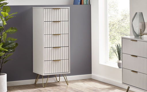 Noemi 5 Drawer Tallboy - Matt White - Luminex FurnitureChest of drawersMUR003