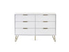 Noemi 6 Drawer Wide Chest – Matt White with Gold Handles - Luminex FurnitureChest of drawersMUR005