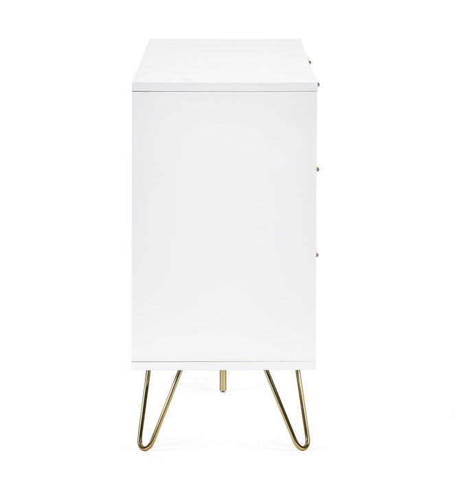 Noemi 6 Drawer Wide Chest – Matt White with Gold Handles - Luminex FurnitureChest of drawersMUR005