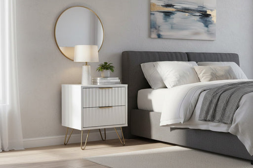 Noemi Matt White 2 Drawer Bedside Table - Luminex FurnitureBedside TableMUR001