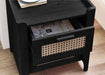 Nora 2 Drawer Bedside – Black Ash & Rattan Fronts - Luminex FurnitureBedside TableSYD101