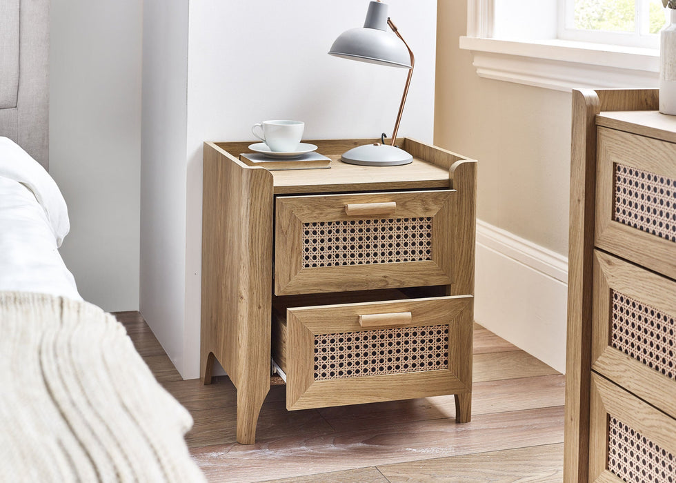 Nora 2 Drawer Bedside in Oak - Luminex FurnitureBedside TableSYD001
