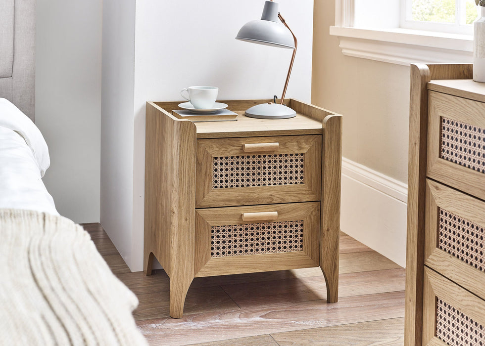 Nora 2 Drawer Bedside in Oak - Luminex FurnitureBedside TableSYD001