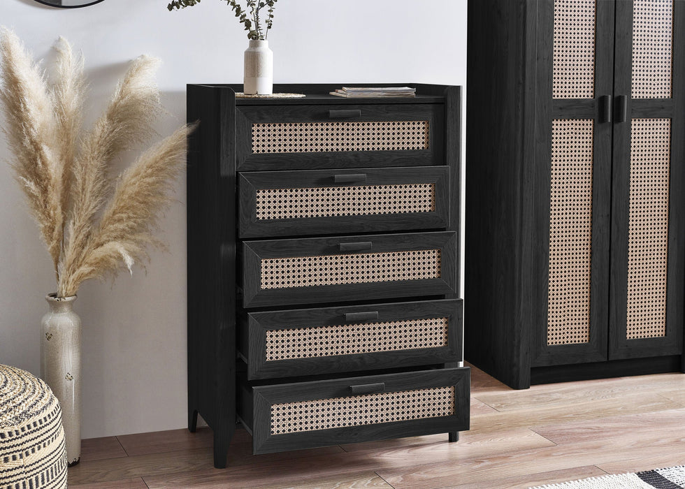 Nora 5 Drawer Chest in Black Ash - Luminex FurnitureChest of drawersSYD102