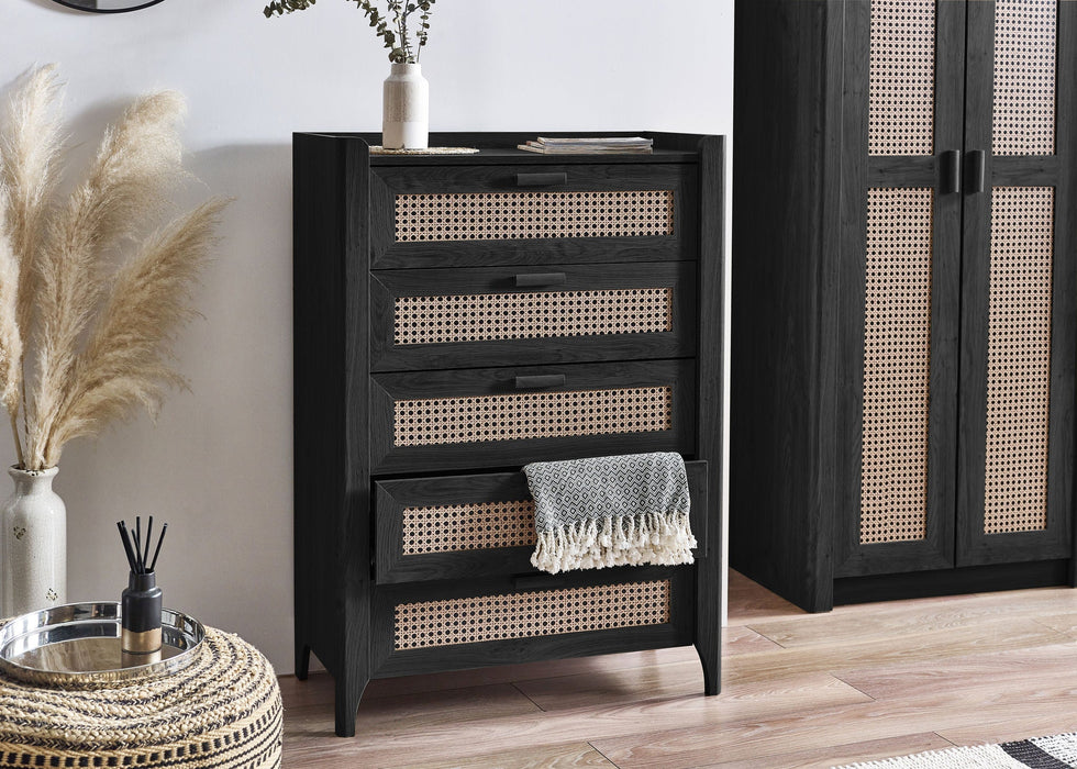 Nora 5 Drawer Chest in Black Ash - Luminex FurnitureChest of drawersSYD102