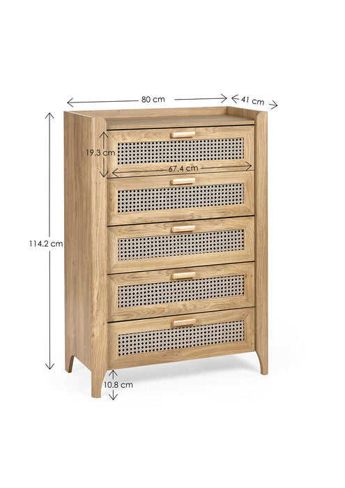 Nora 5 Drawer Chest in Oak Effect - Luminex FurnitureChest of drawersSYD002
