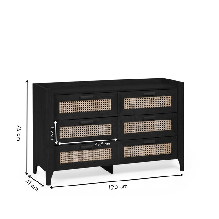 Nora 6 Drawer Wide Chest in Black Ash - Luminex FurnitureChest of drawersSYD104