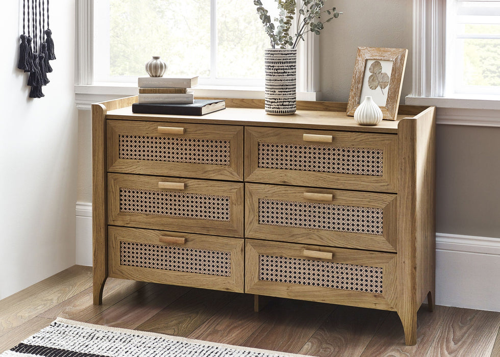 Nora 6 Drawer Wide Chest in Oak Effect - Luminex FurnitureChest of drawersSYD004