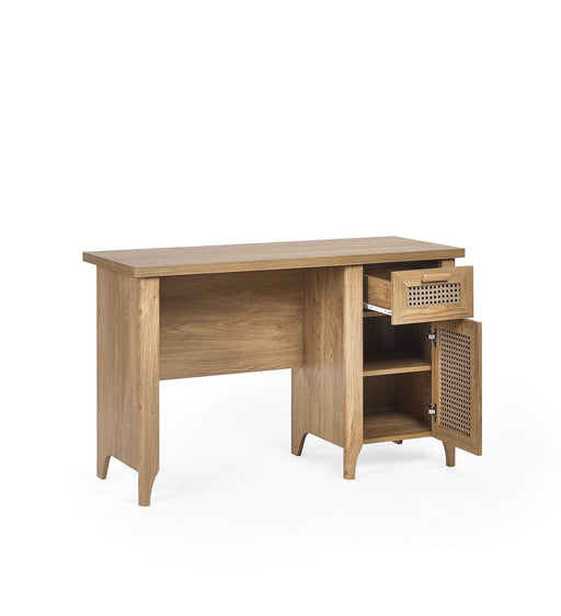 Nora Desk – Oak & Rattan - Effect with Drawer & Cupboard - Luminex FurnitureDeskSYD011