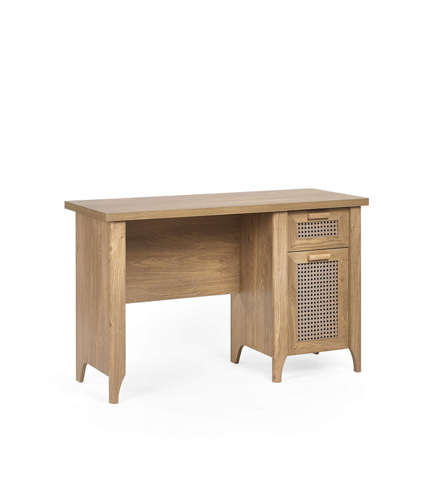 Nora Desk – Oak & Rattan - Effect with Drawer & Cupboard - Luminex FurnitureDeskSYD011