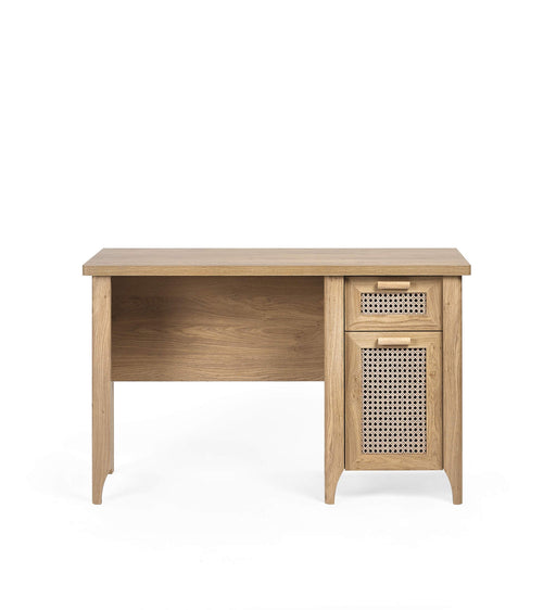 Nora Desk – Oak & Rattan - Effect with Drawer & Cupboard - Luminex FurnitureDeskSYD011