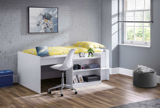 Norwood Mid Sleeper Bed with Desk & Storage – White - Luminex FurnitureMid SleepersNEP001