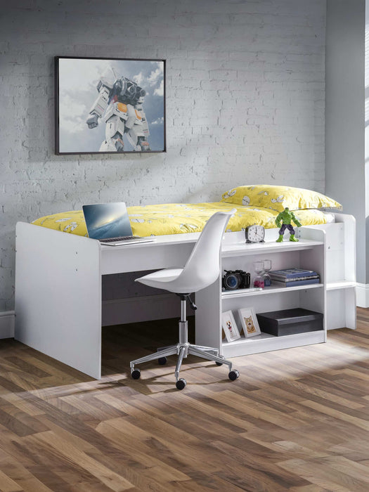 Norwood Mid Sleeper Bed with Desk & Storage – White - Luminex FurnitureMid SleepersNEP001