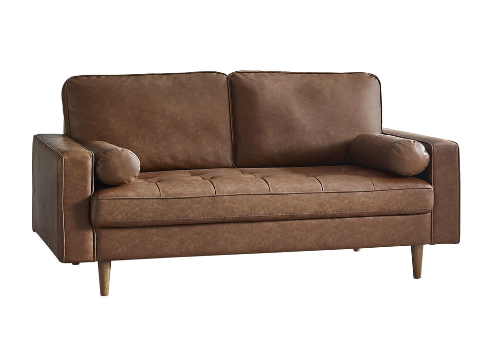 Nova 3 Seater Faux Leather Sofa With Bolsters - Brown or Black - Luminex FurnitureSofasHEN302