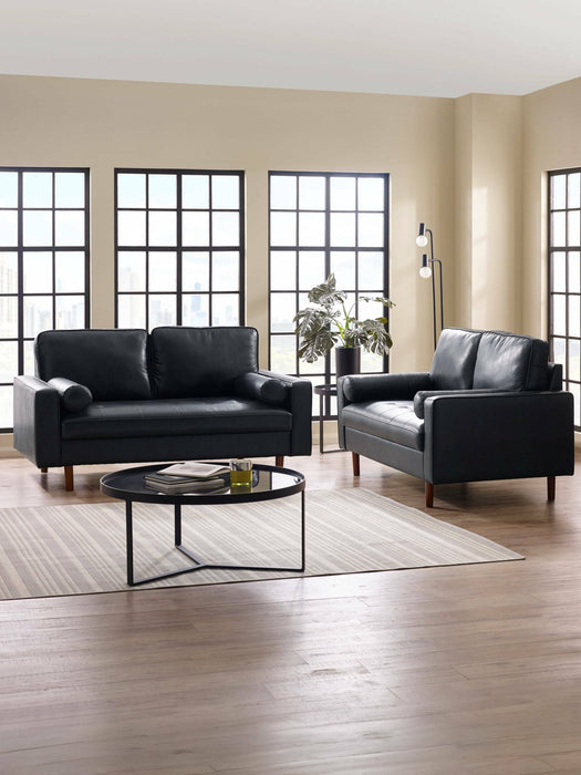 Nova 3 Seater Faux Leather Sofa With Bolsters - Brown or Black - Luminex FurnitureSofasHEN302