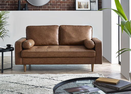 Nova 3 Seater Faux Leather Sofa With Bolsters - Brown or Black - Luminex FurnitureSofasHEN302
