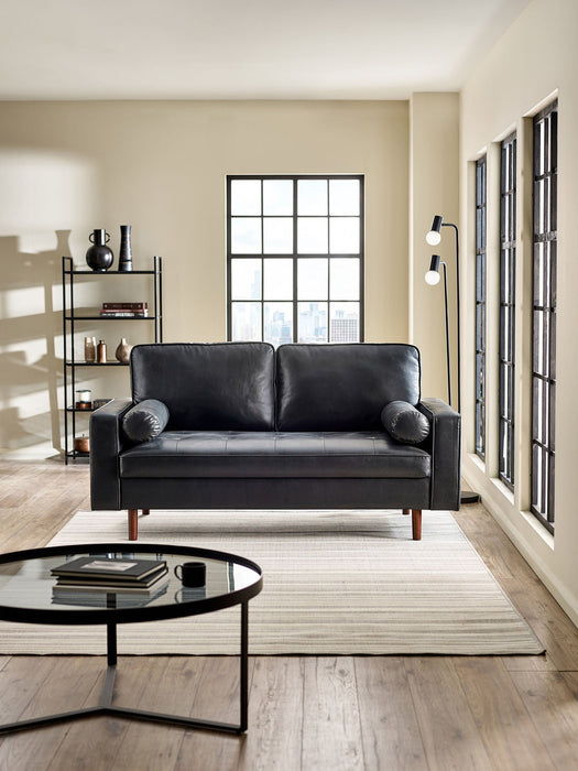 Nova 3 Seater Faux Leather Sofa With Bolsters - Brown or Black - Luminex FurnitureSofasHEN302