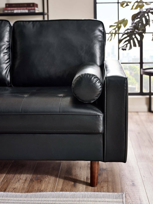 Nova 3 Seater Faux Leather Sofa With Bolsters - Brown or Black - Luminex FurnitureSofasHEN502