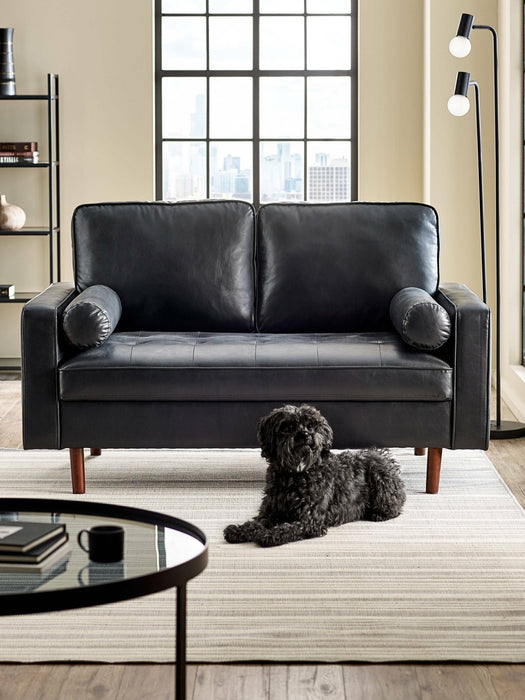 Nova Sofa With Bolsters - Brown, Black Faux Leather - Luminex FurnitureSofasHEN301
