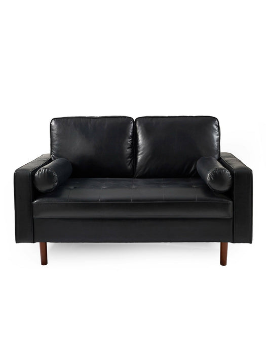 Nova Sofa With Bolsters - Brown, Black Faux Leather - Luminex FurnitureSofasHEN501