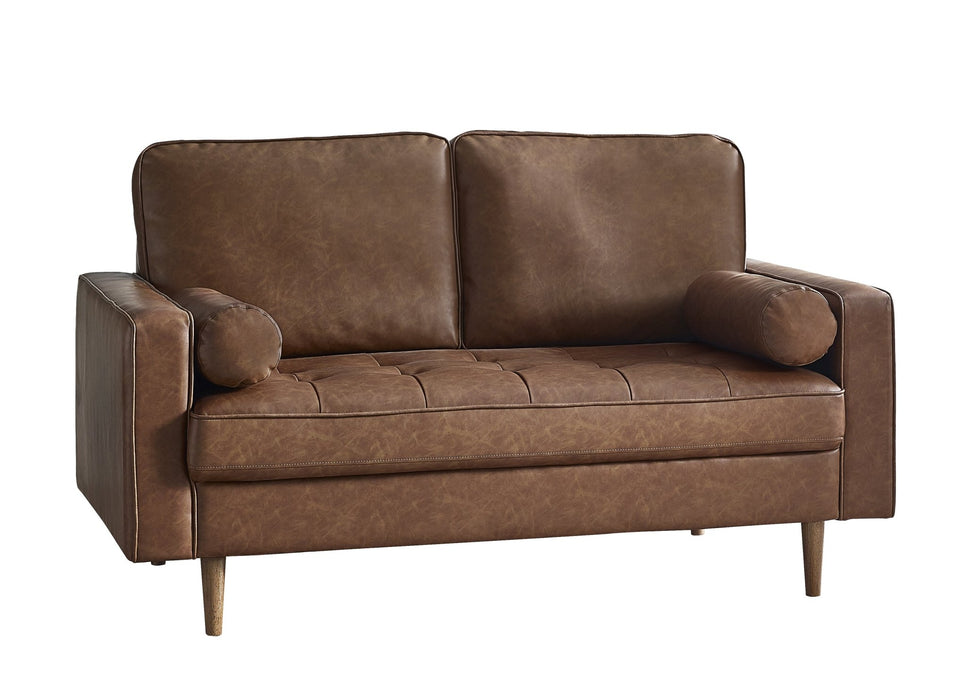 Nova Sofa With Bolsters - Brown, Black Faux Leather - Luminex FurnitureSofasHEN502