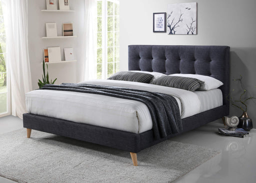 Novara Dark Grey Fabric Bed - Luminex FurnitureBedNOV46DGREY