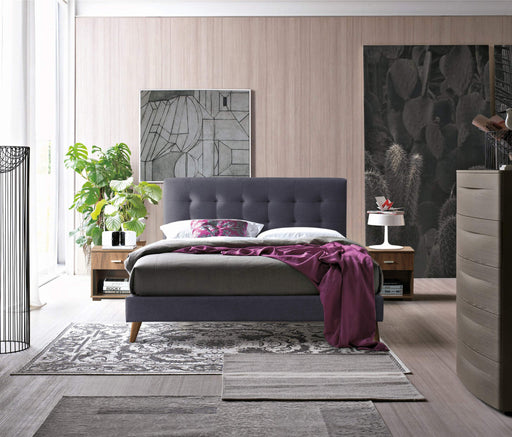 Novara Dark Grey Fabric Bed - Luminex FurnitureBedNOV46DGREY