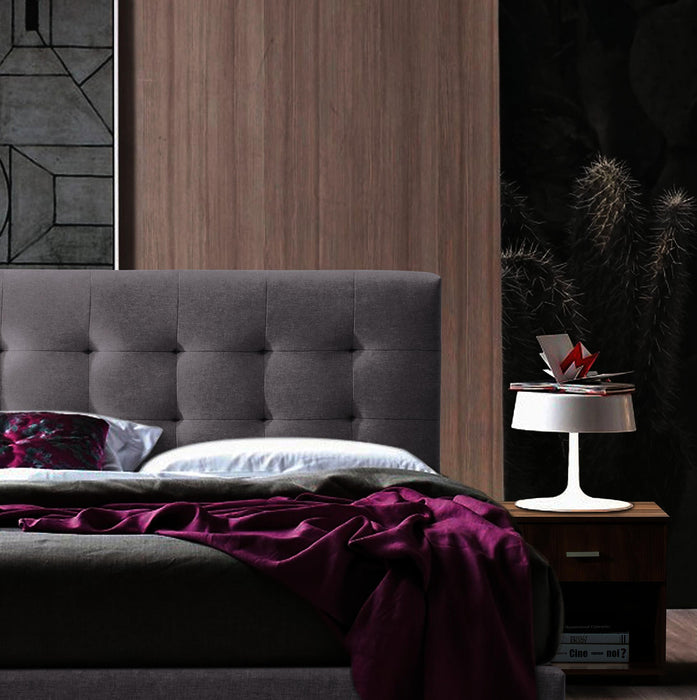 Novara Light Grey Fabric Bed Frame - Luminex FurnitureBedNOV46LGREY