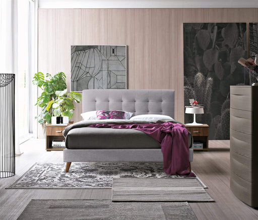 Novara Light Grey Fabric Bed Frame - Luminex FurnitureBedNOV46LGREY