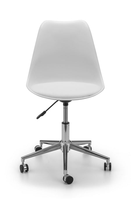 Novara White Office Chair – Adjustable PU Seat & Chrome Base - Luminex FurnitureOffice ChairERI001