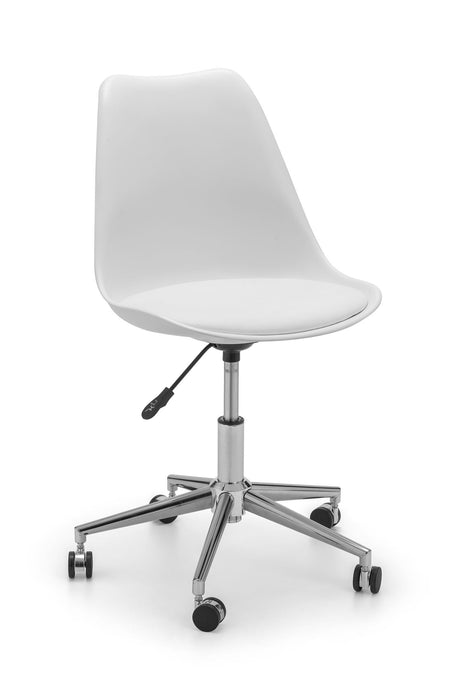 Novara White Office Chair – Adjustable PU Seat & Chrome Base - Luminex FurnitureOffice ChairERI001