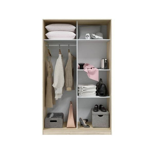 Noventi Arctic White &amp; Oak Effect Sliding Door Wardrobe - Luminex FurnitureWardrobe3208