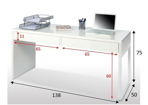 Novera Arctic White Desk with Drawers - Luminex FurnitureDesk2489