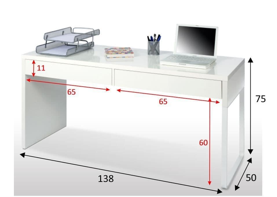 Novera Arctic White Desk with Drawers - Luminex FurnitureDesk2489