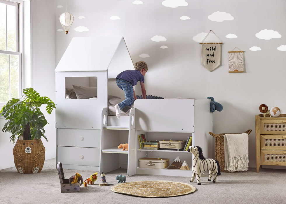 Oakham Mid Sleeper House Bed – All White - Luminex FurnitureMid SleepersORP001
