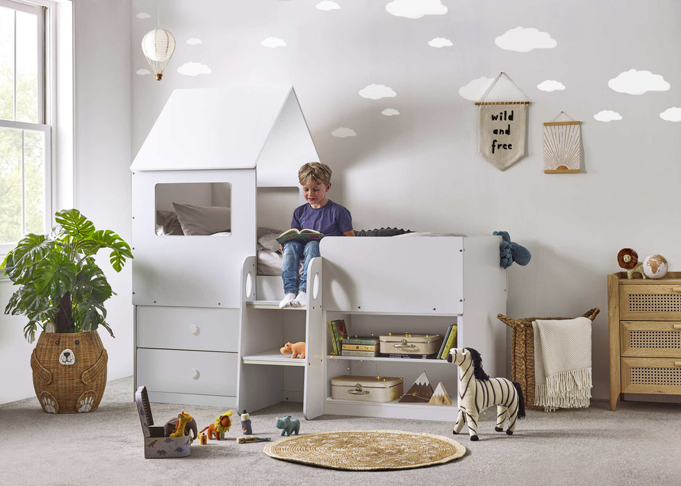 Oakham Mid Sleeper House Bed – All White - Luminex FurnitureMid SleepersORP001
