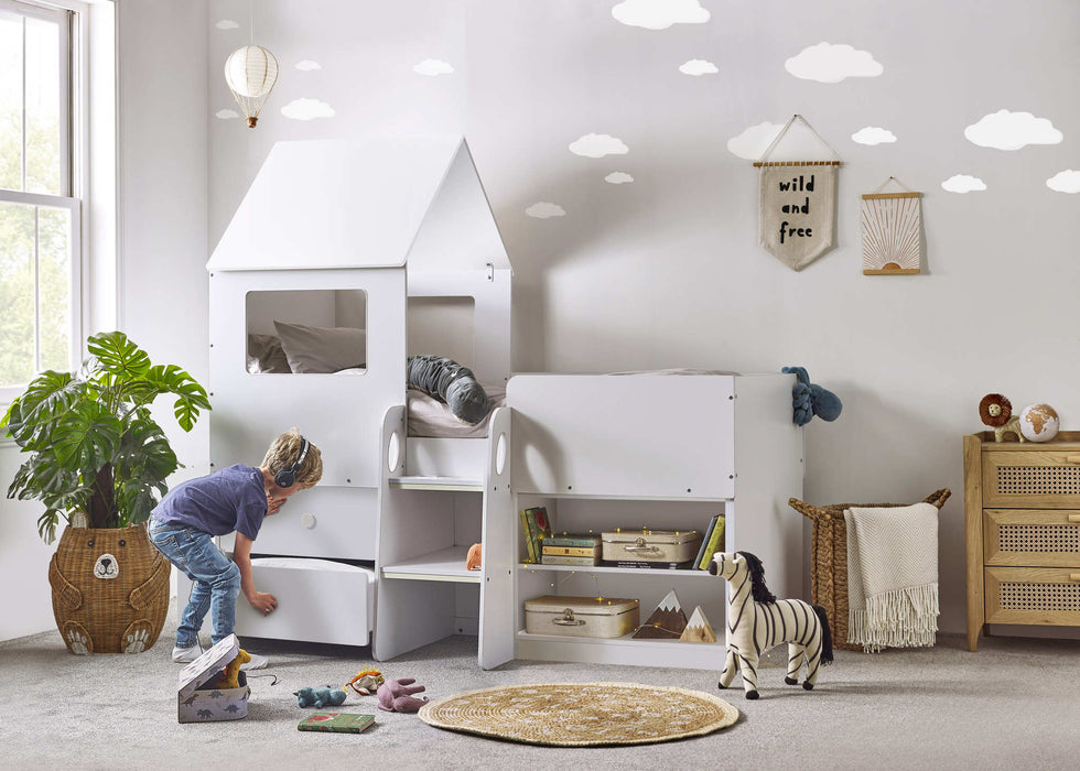 Oakham Mid Sleeper House Bed – All White - Luminex FurnitureMid SleepersORP001