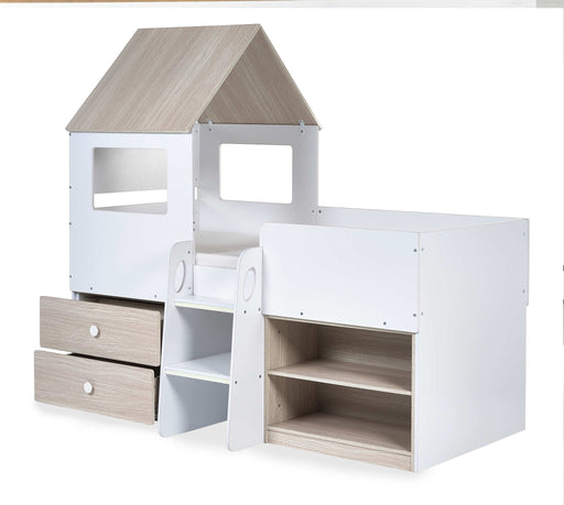 Oakham Mid Sleeper House Bed – Pale Wood & White - Luminex FurnitureMid SleepersORP002