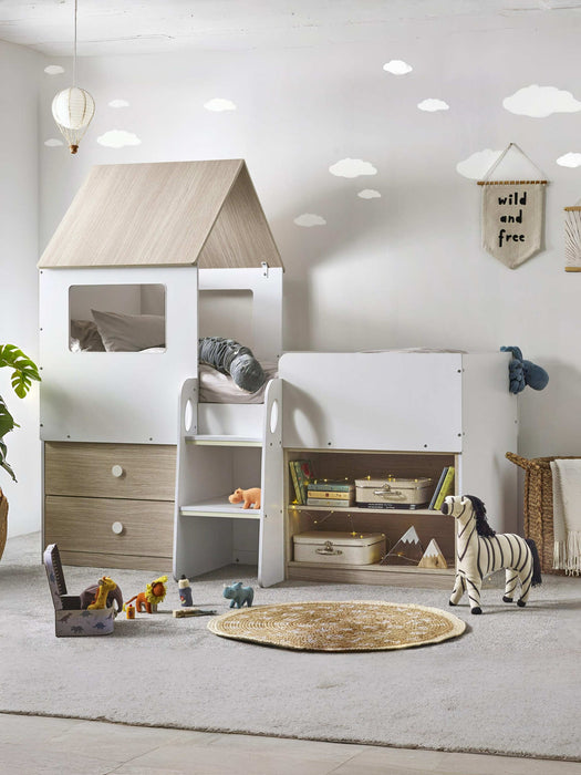 Oakham Mid Sleeper House Bed – Pale Wood & White - Luminex FurnitureMid SleepersORP002