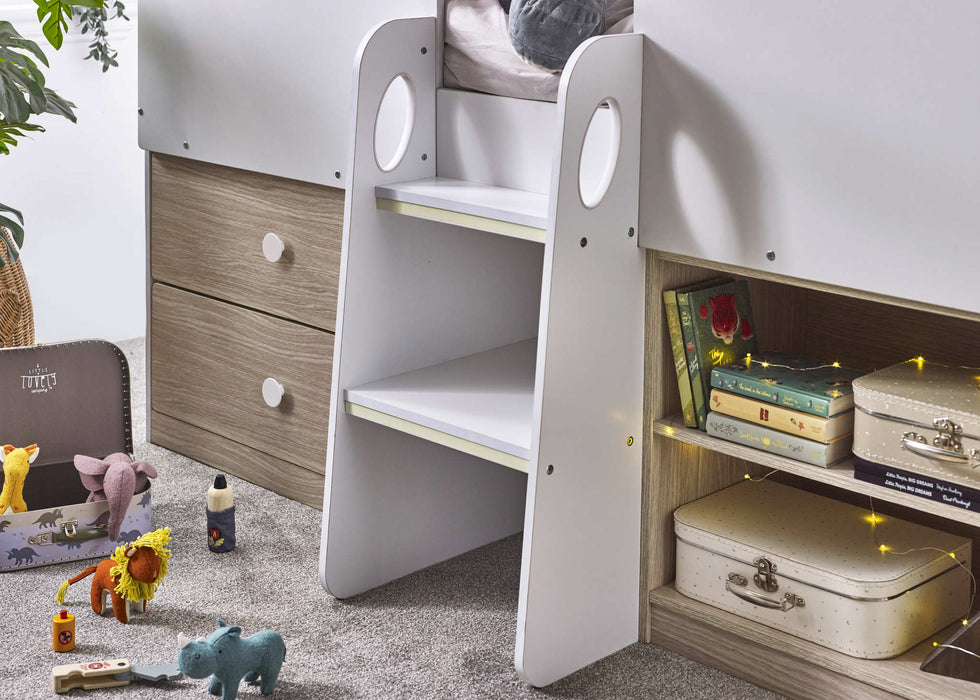 Oakham Mid Sleeper House Bed – Pale Wood & White - Luminex FurnitureMid SleepersORP002