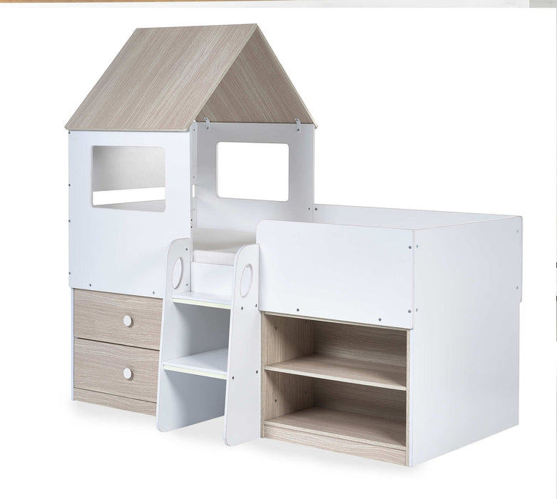 Oakham Mid Sleeper House Bed – Pale Wood & White - Luminex FurnitureMid SleepersORP002