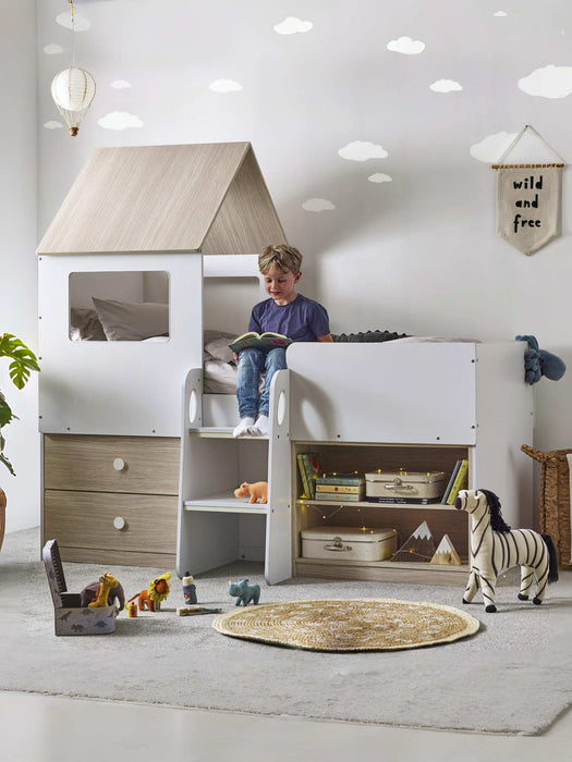 Oakham Mid Sleeper House Bed – Pale Wood & White - Luminex FurnitureMid SleepersORP002
