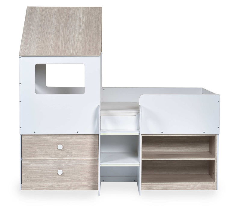 Oakham Mid Sleeper House Bed – Pale Wood & White - Luminex FurnitureMid SleepersORP002