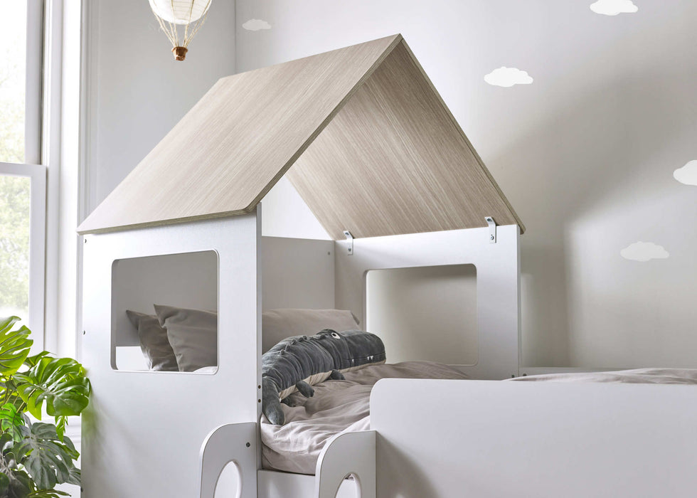 Oakham Mid Sleeper House Bed – Pale Wood & White - Luminex FurnitureMid SleepersORP002